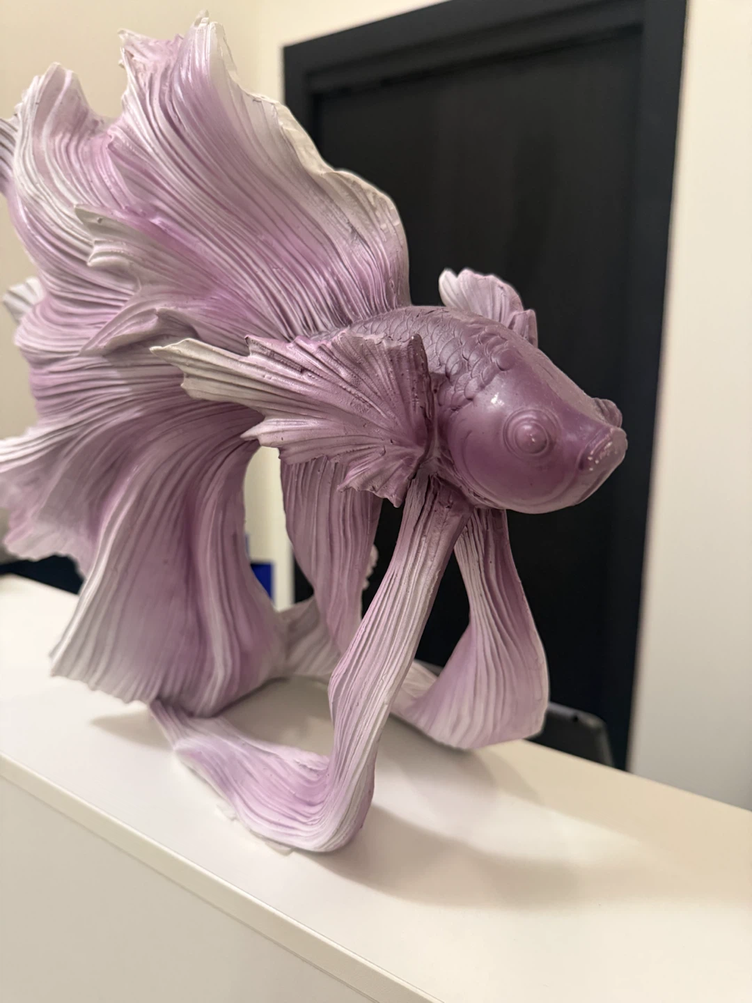 Purple and White Betta Fish Statue