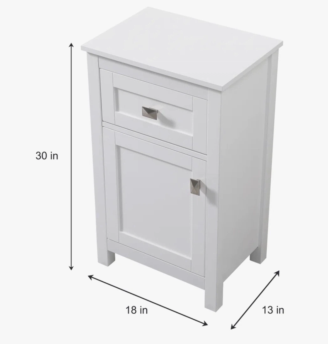 White Side Table with Drawer and Cabinet