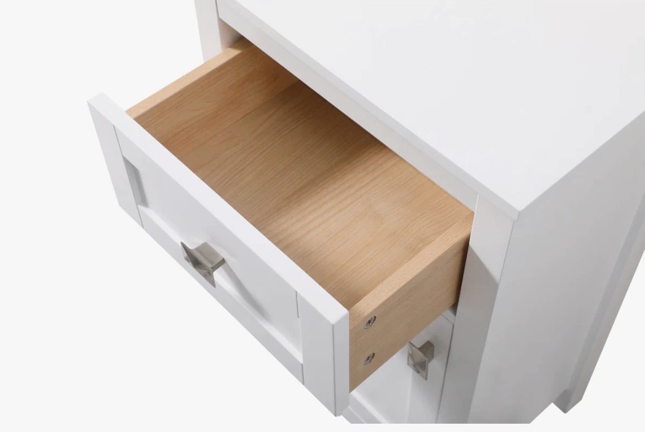 White Side Table with Drawer and Cabinet - photo 2