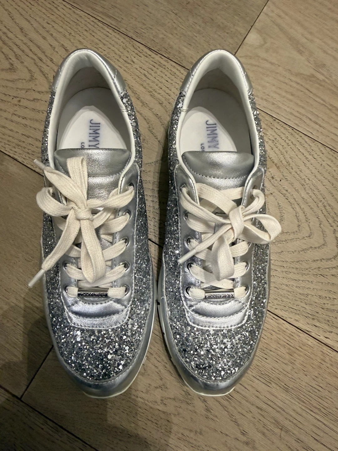 Jimmy Choo Silver Glitter Sneakers - photo 2
