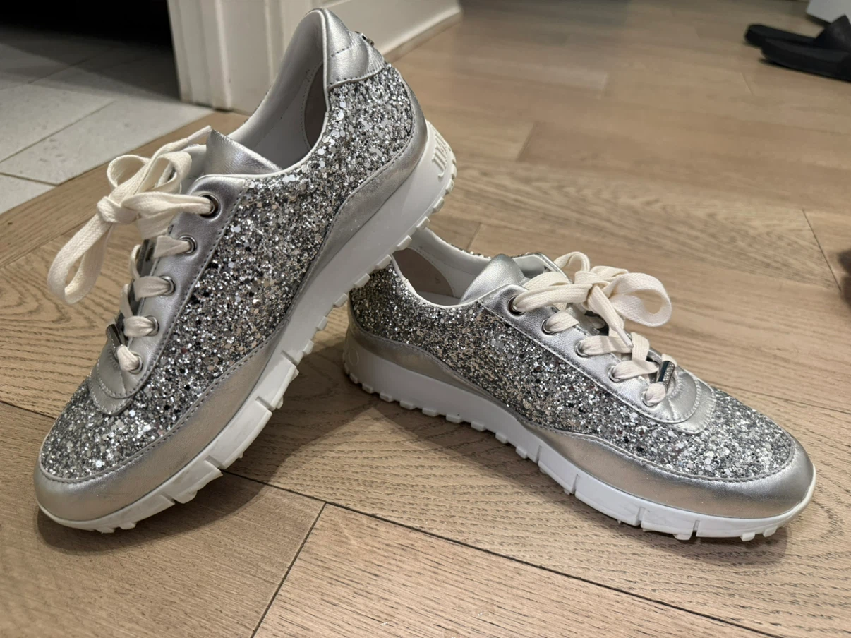 Jimmy Choo Silver Glitter Sneakers - photo 3