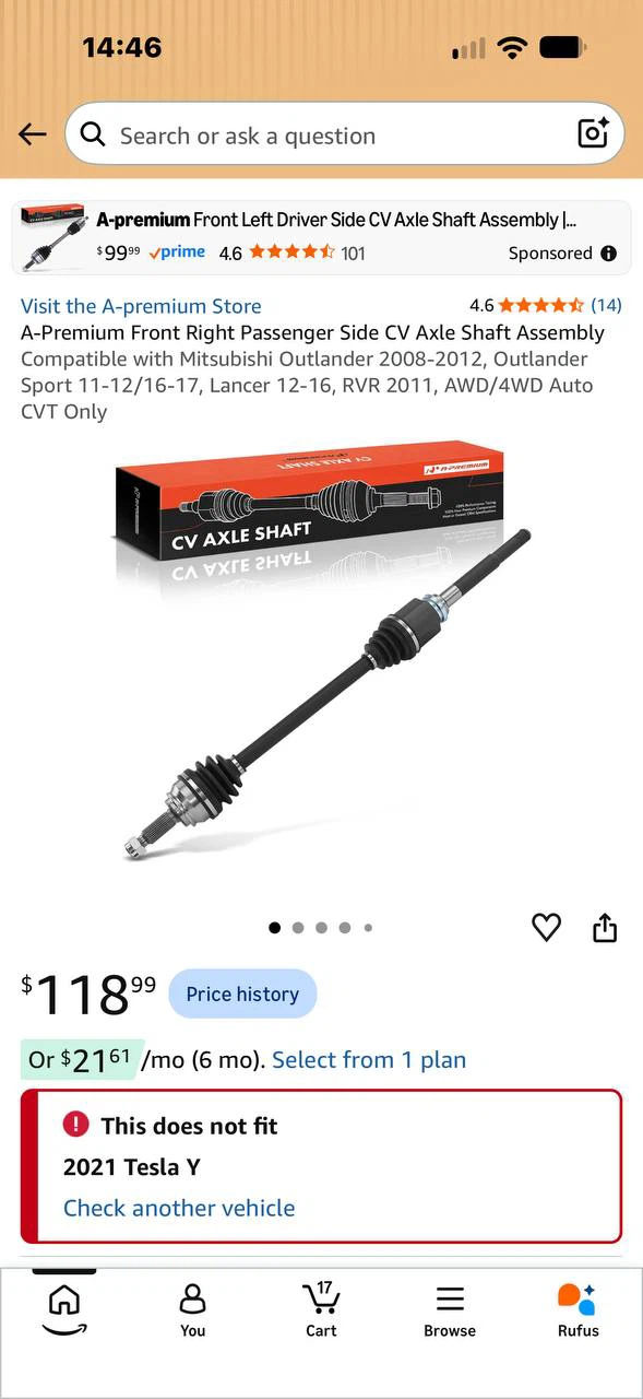 H1014 A-Premium Front Right CV Axle Shaft for Mitsubishi Outlan