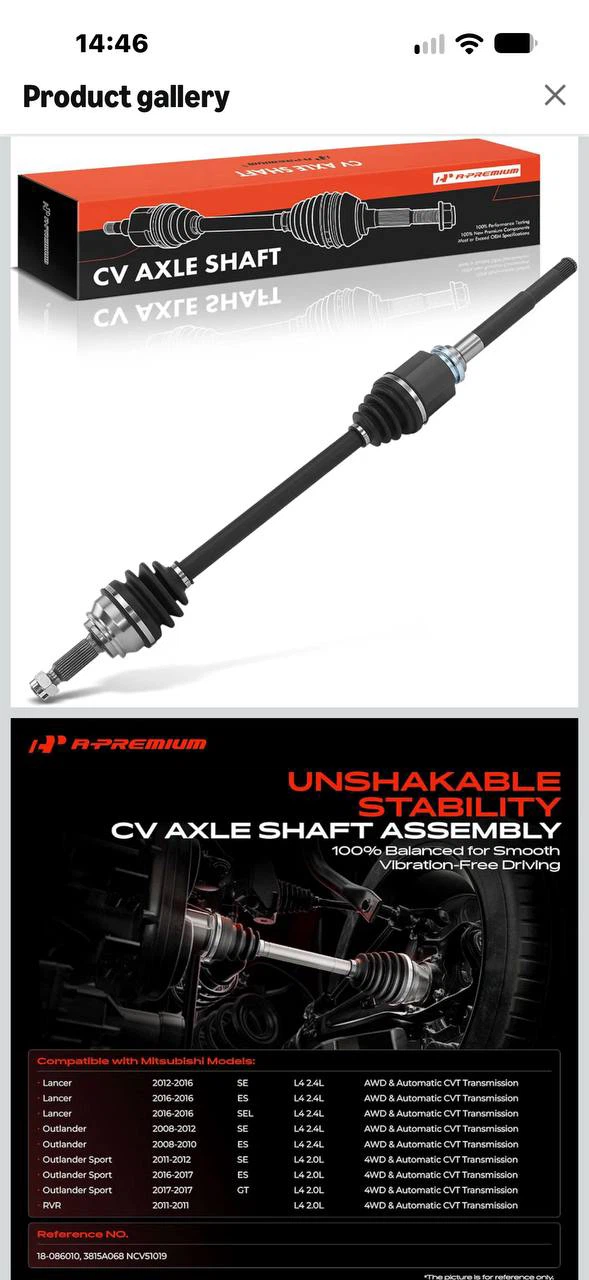 H1014 A-Premium Front Right CV Axle Shaft for Mitsubishi Outlan - photo 2