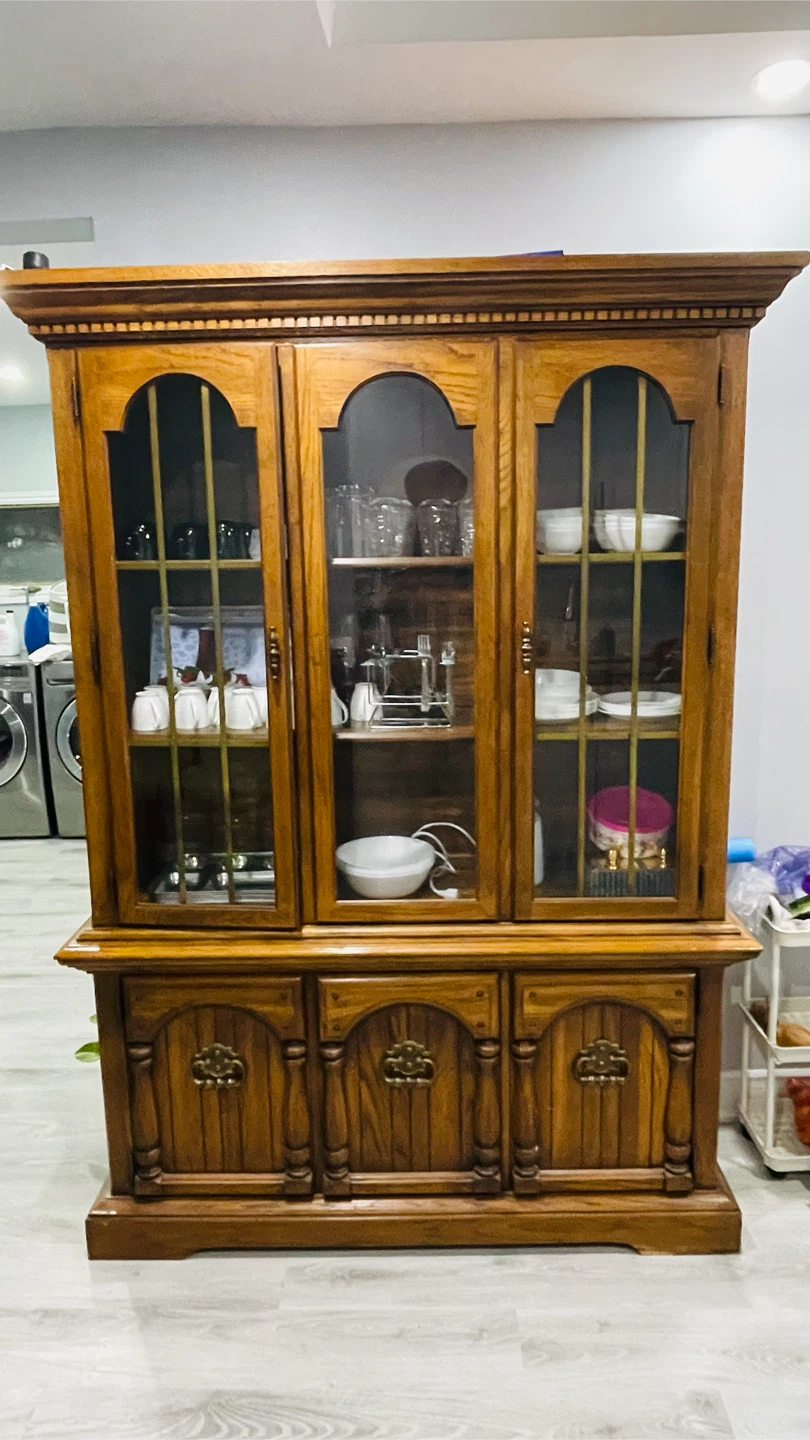 Oak Dining Hutch Cabinet