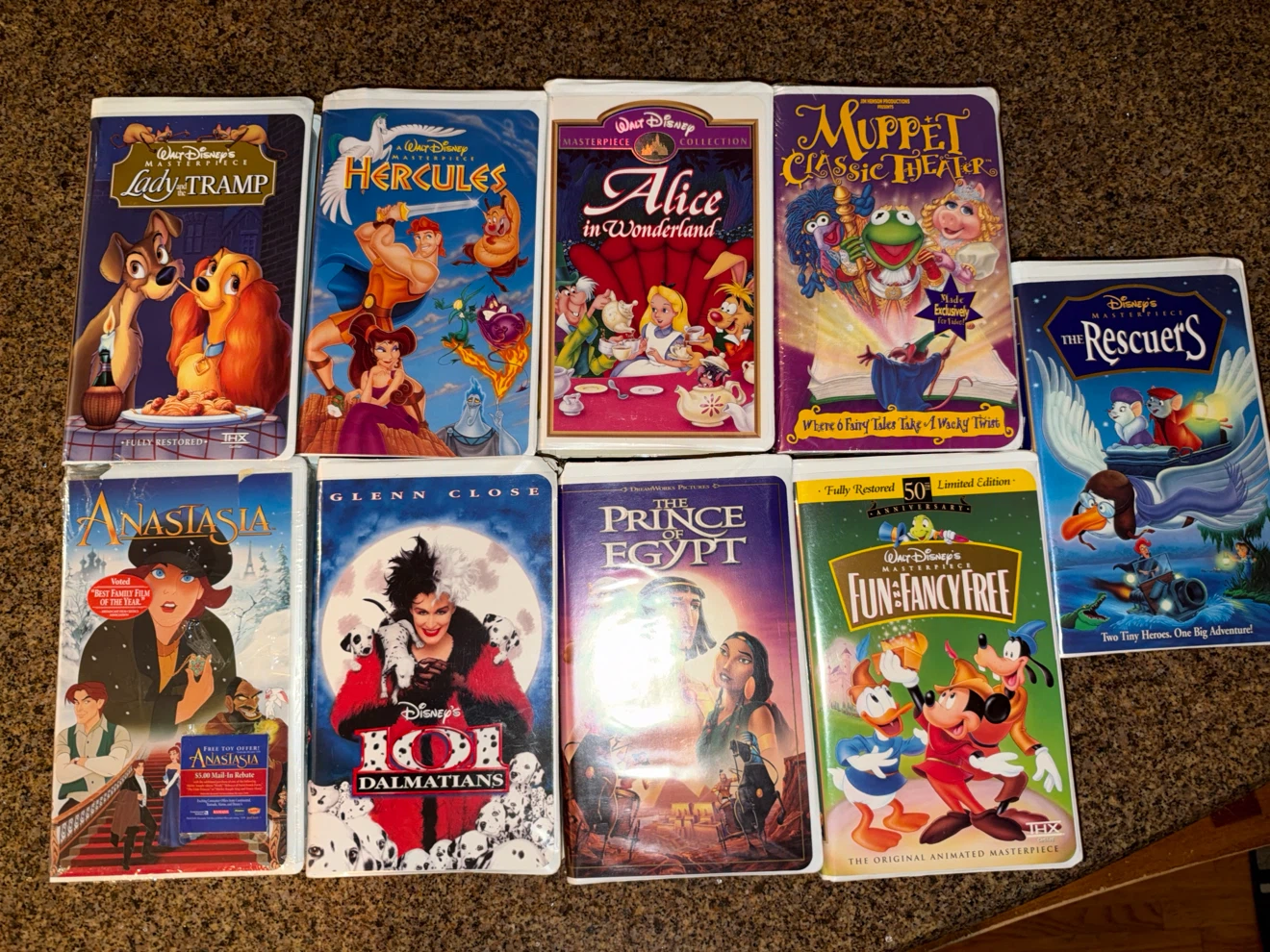 Disney Set of 9 Animated VHS Tapes