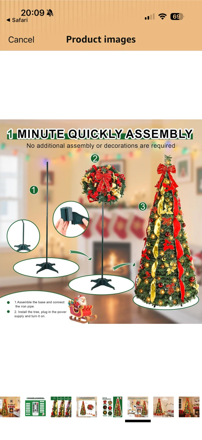 6ft Pop Up Pre Lit LED Christmas Tree - photo 3