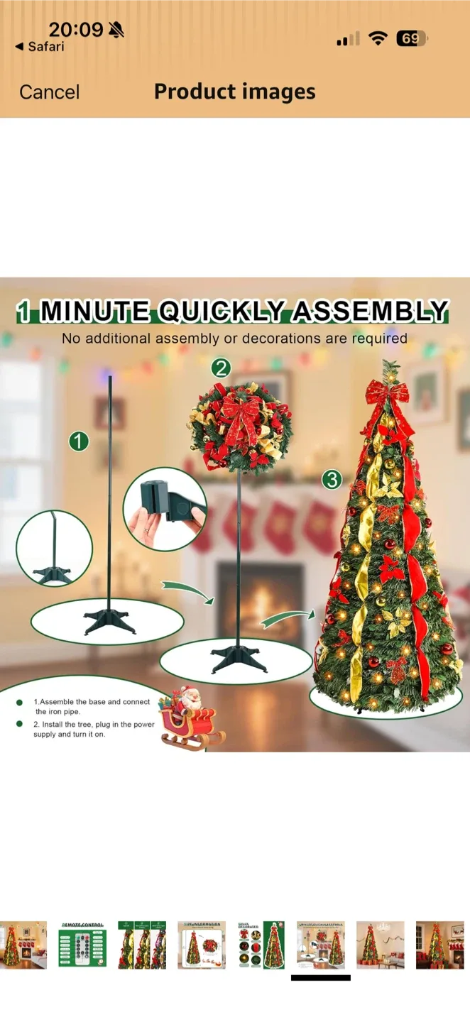 6ft Pop Up Pre Lit LED Christmas Tree - photo 3