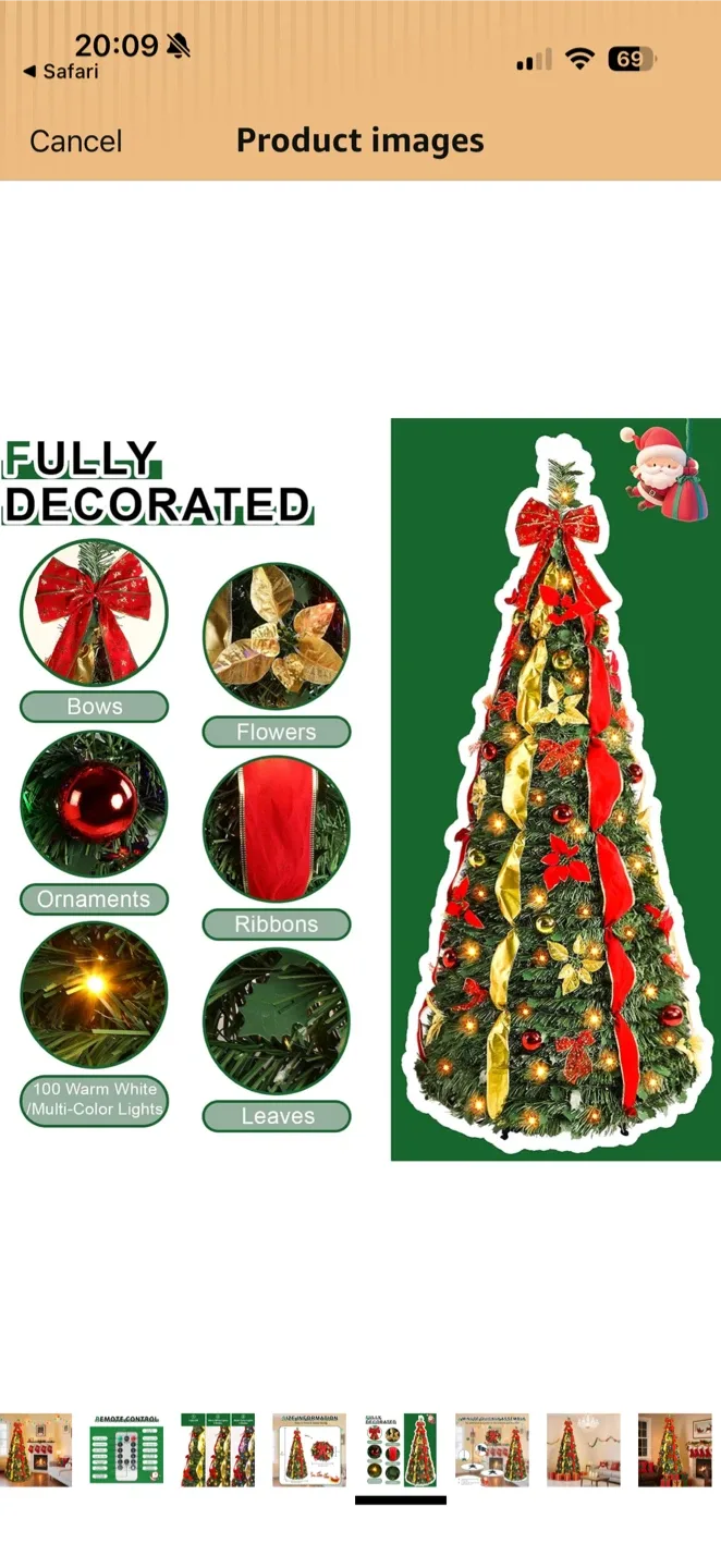 6ft Pop Up Pre Lit LED Christmas Tree - photo 4