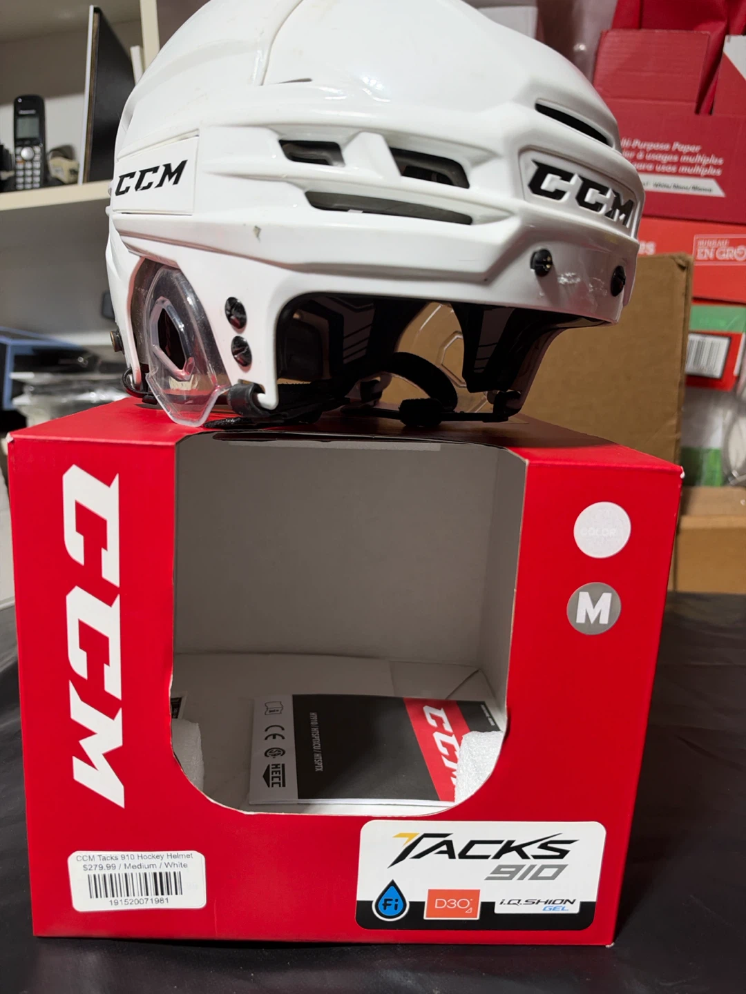 CCM Tacks 910 Hockey Helmet White Medium - photo 4