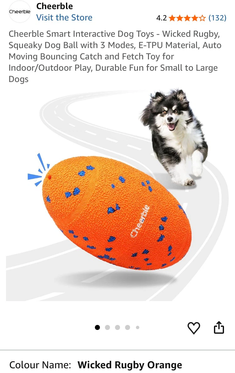 Cheerble Wicked Rugby Smart Interactive Dog Toy - photo 4