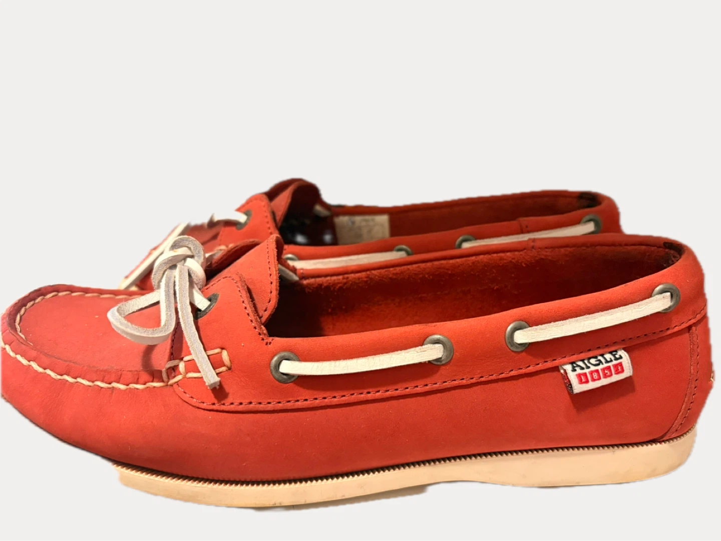 Aigle Red Suede Boat Shoes