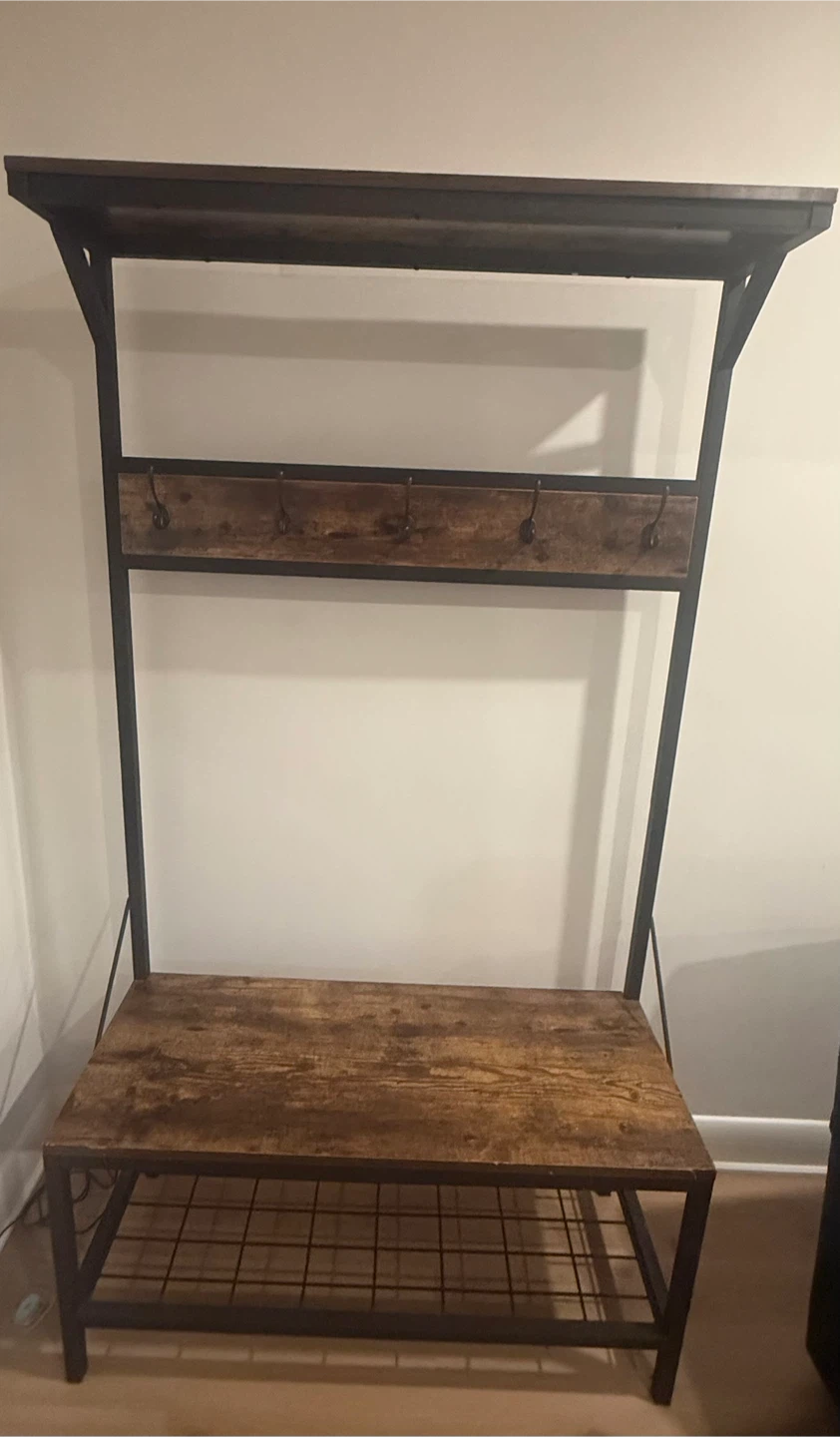 Industrial Hall Tree with Bench and Storage