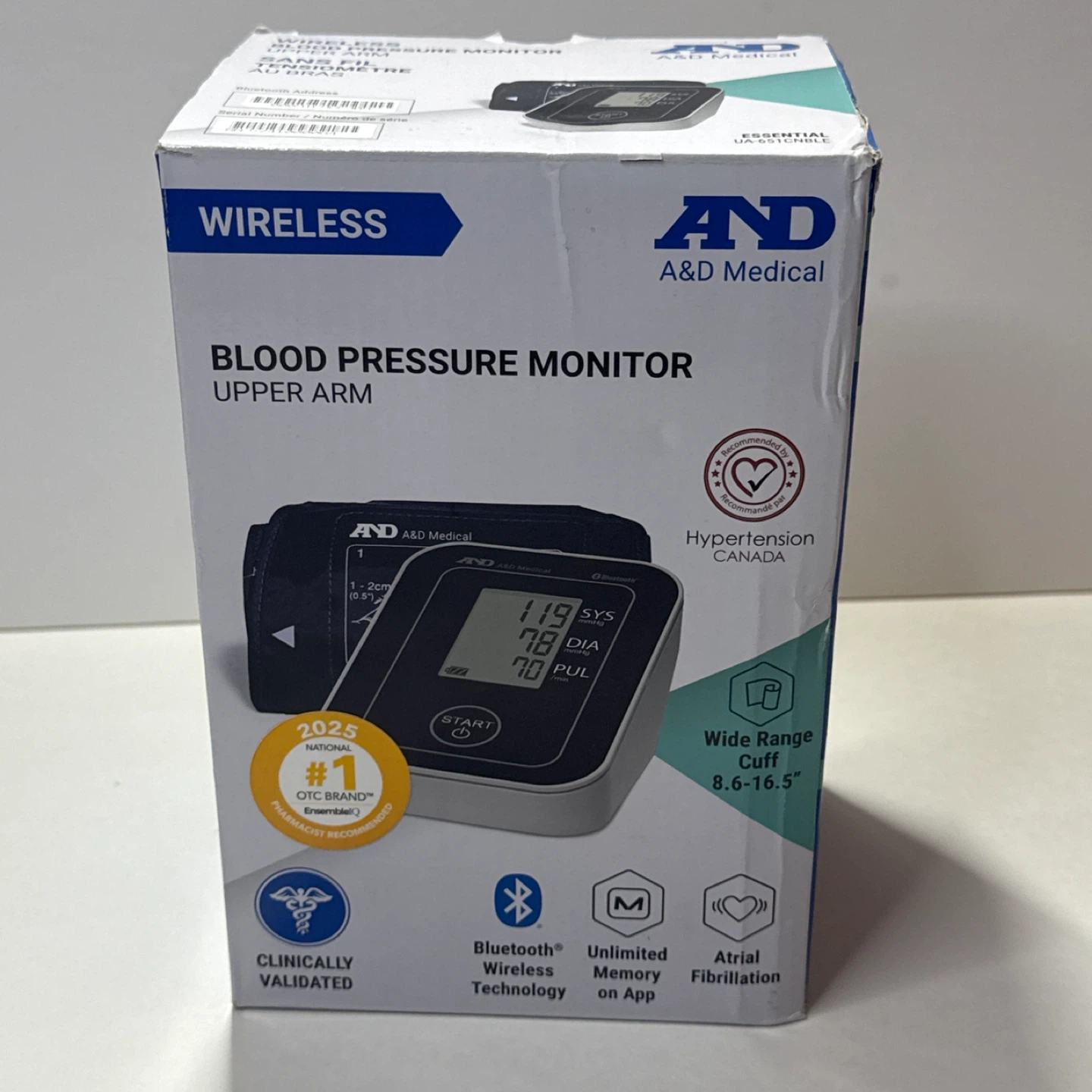 A&D Medical Wireless Blood Pressure Monitor UA-651CNBLE - photo 4