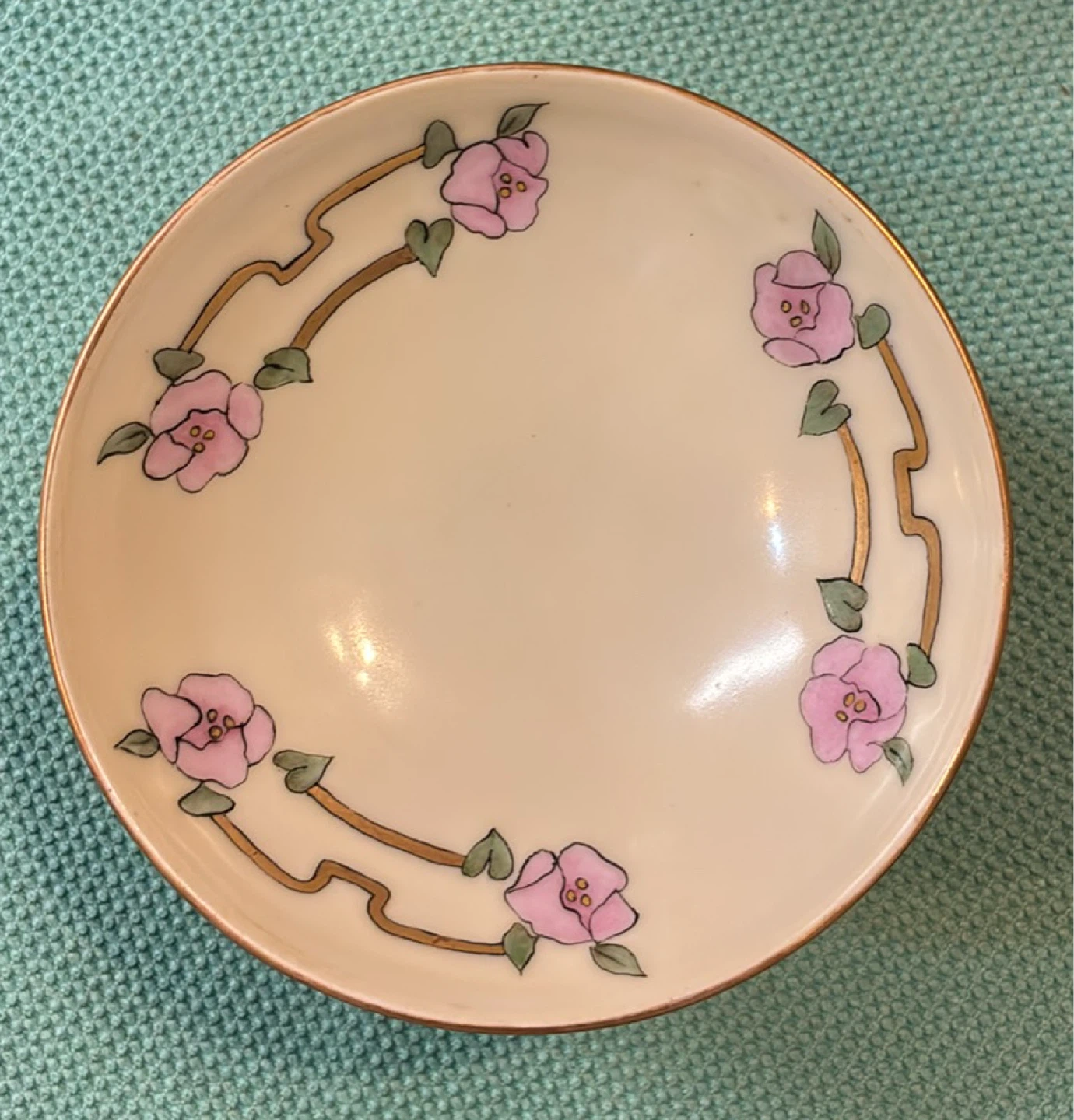 Antique E.S. Germany Gilded Floral Porcelain Pedestal Bowl - photo 3