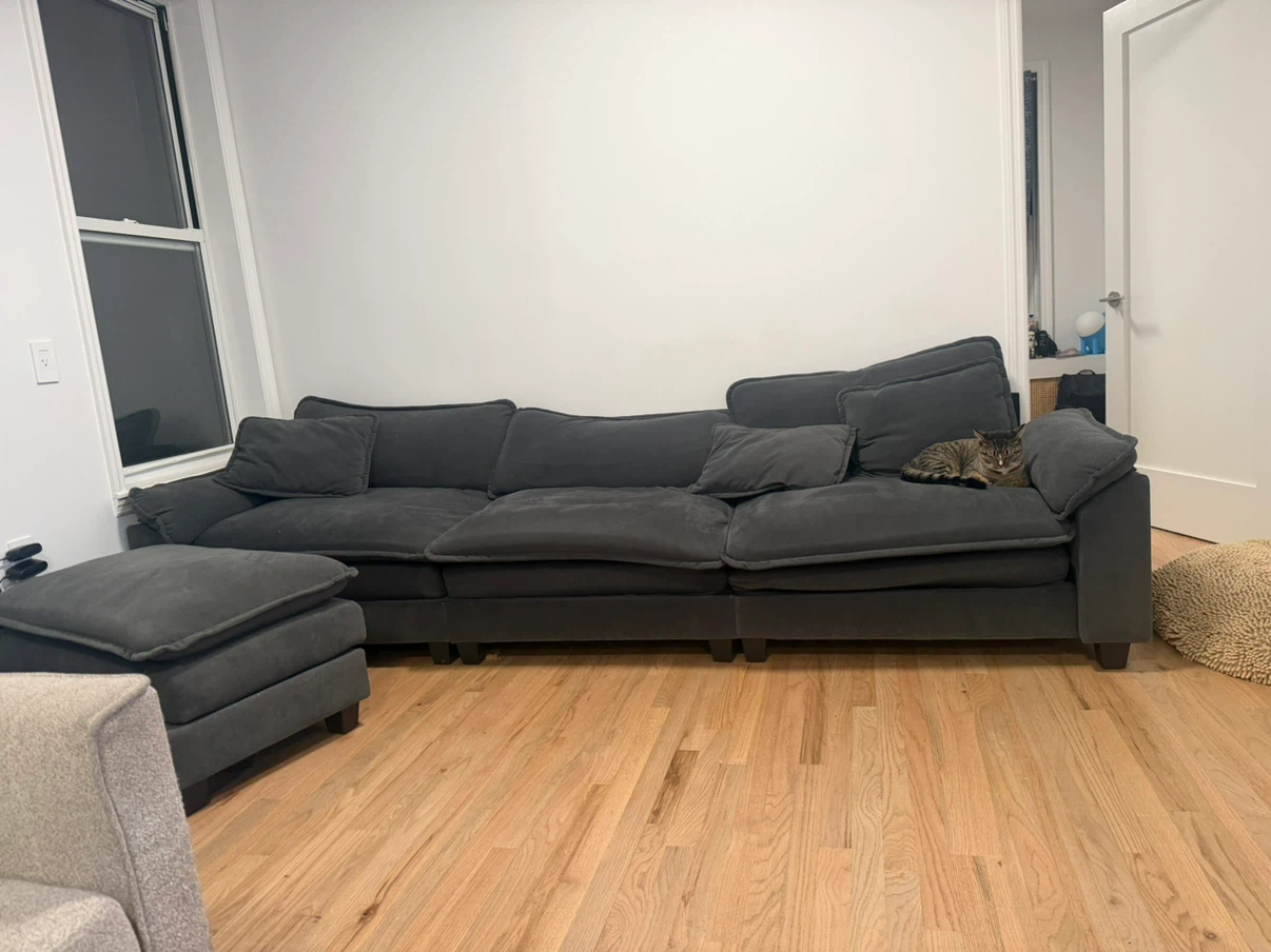 Dark Gray Sectional Sofa with Ottoman