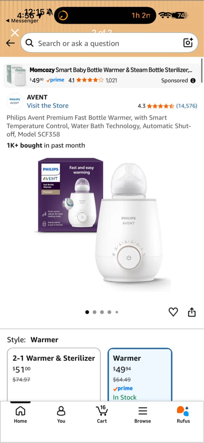Philips Avent Premium Fast Bottle Warmer SCF358