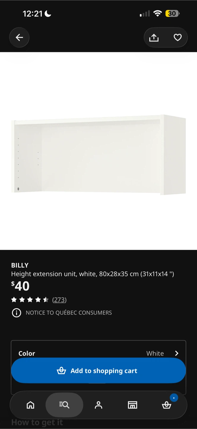 IKEA Billy Height Extension Unit - White