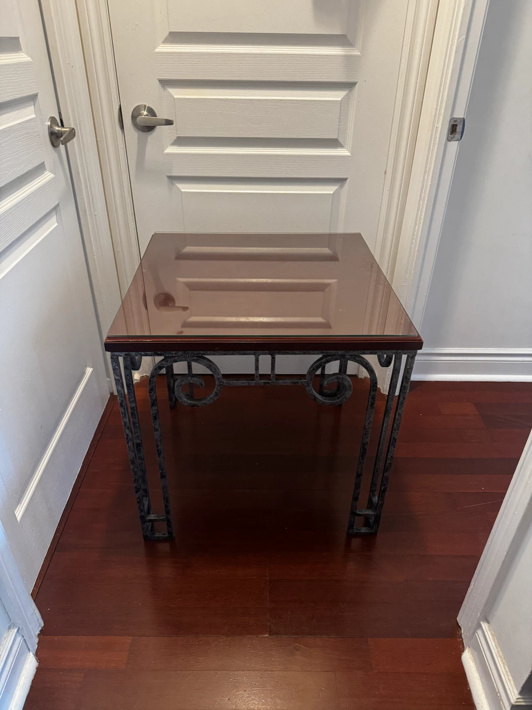 Wrought Iron End Table with Glass Top - photo 2