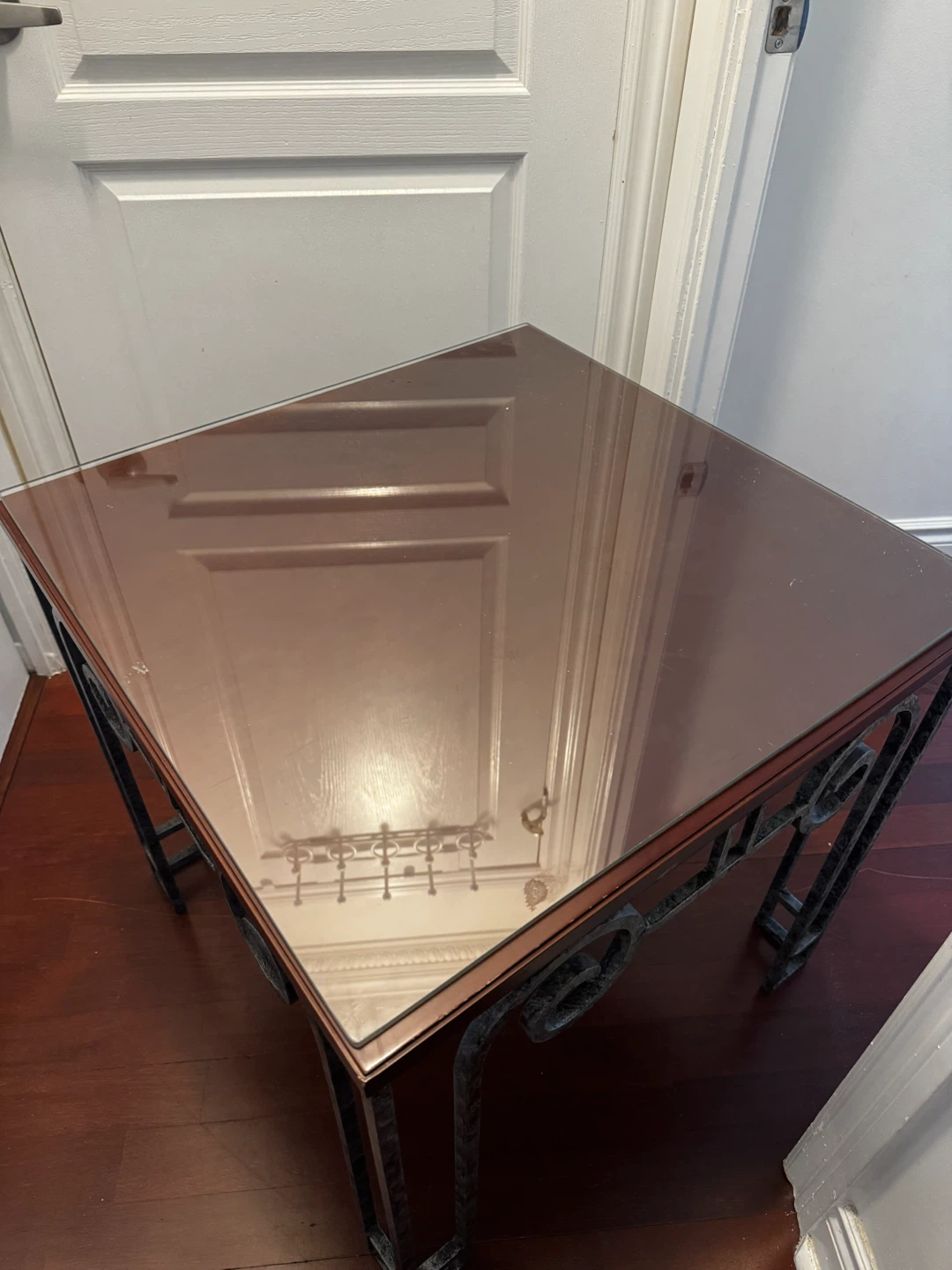 Wrought Iron End Table with Glass Top - photo 3