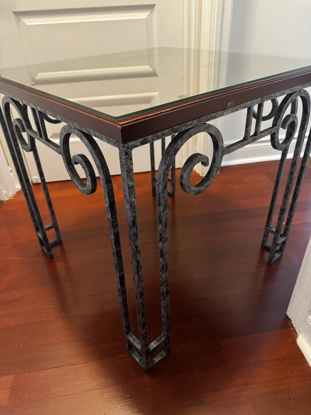 Wrought Iron End Table with Glass Top - photo 4