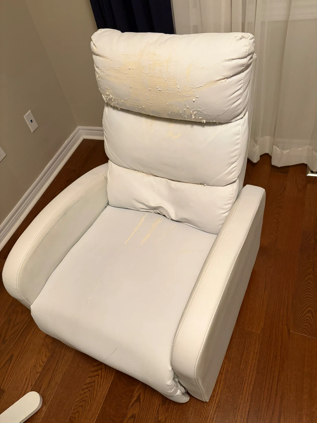 White Faux Leather Recliner