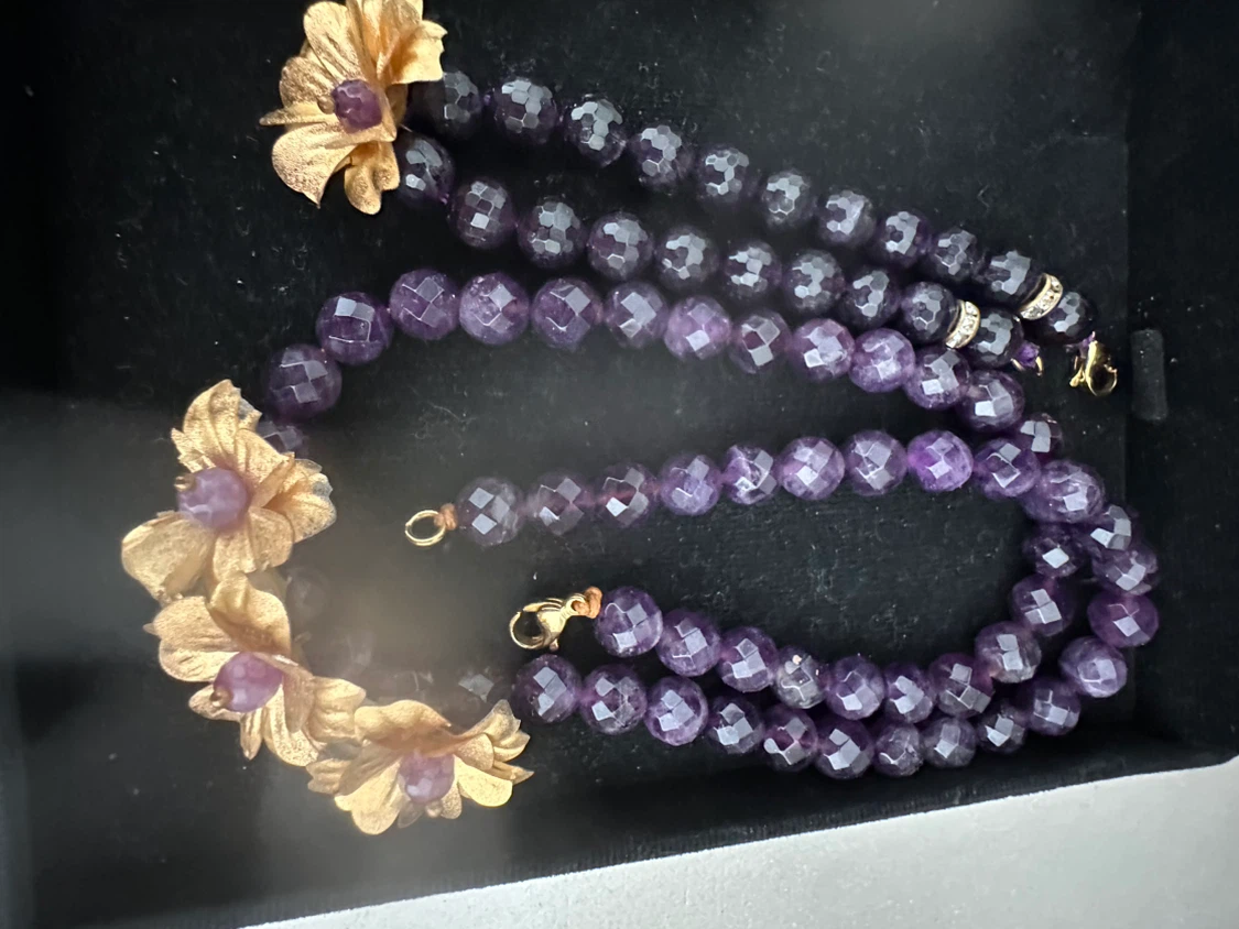 Peyman Jewellery Amethyst and Gold Tone Flower Necklace - photo 2