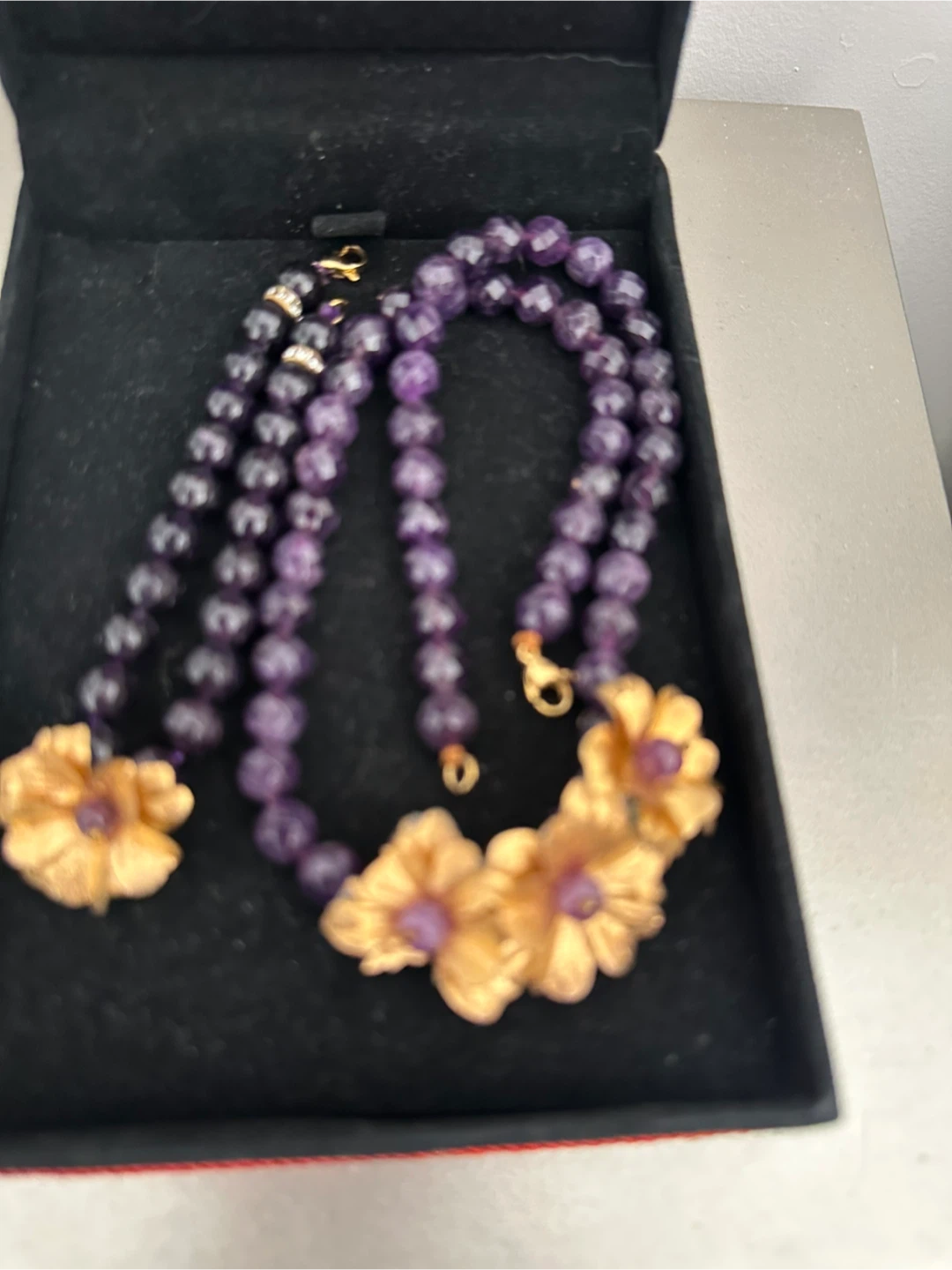 Peyman Jewellery Amethyst and Gold Tone Flower Necklace - photo 4