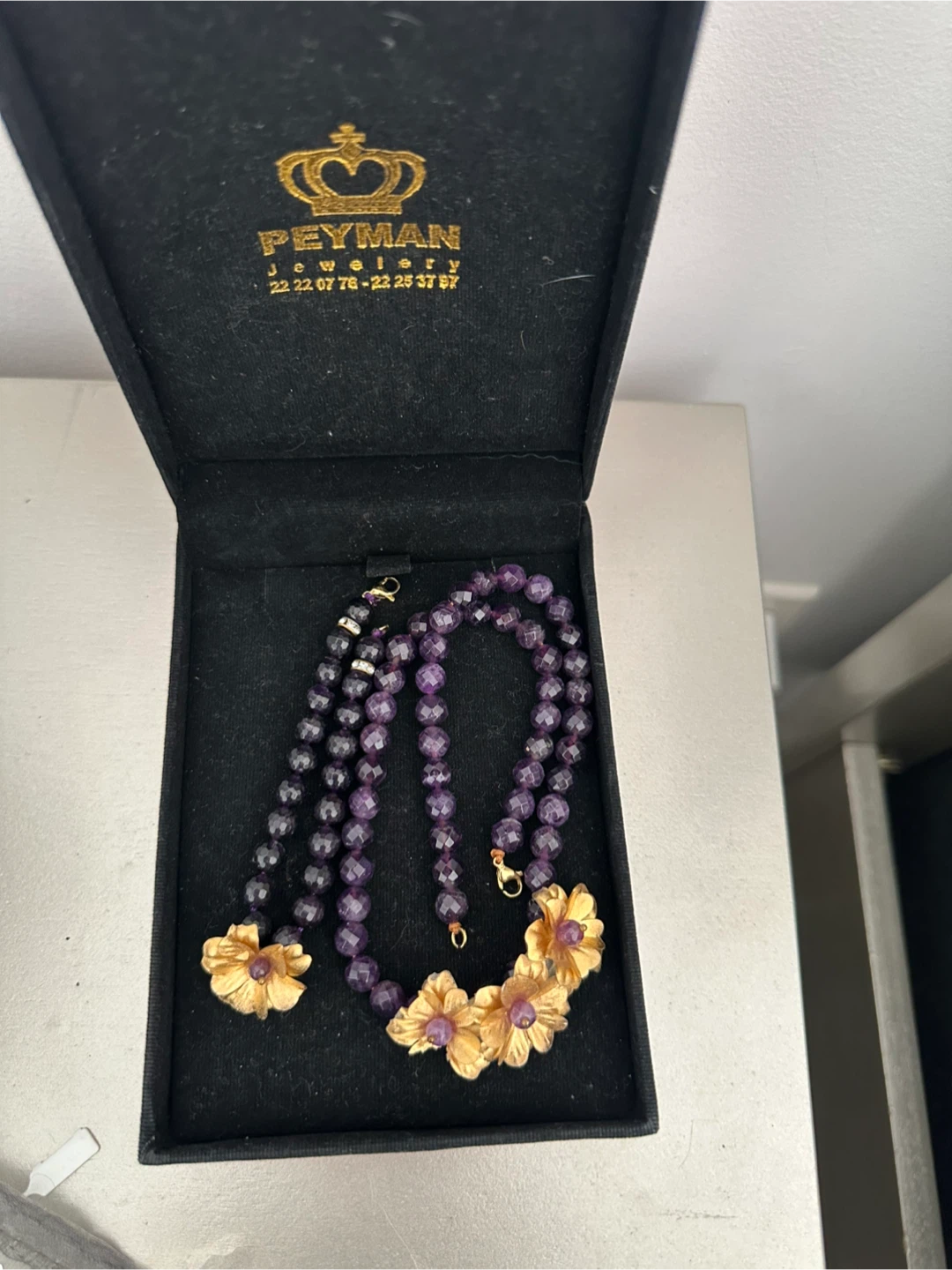 Peyman Jewellery Amethyst and Gold Tone Flower Necklace - photo 5