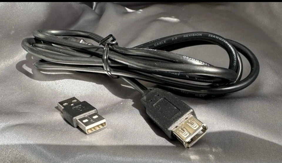 GE USB 6’ 2.0 Male to Female Cable Cord + Female ➡️ Male Adapter