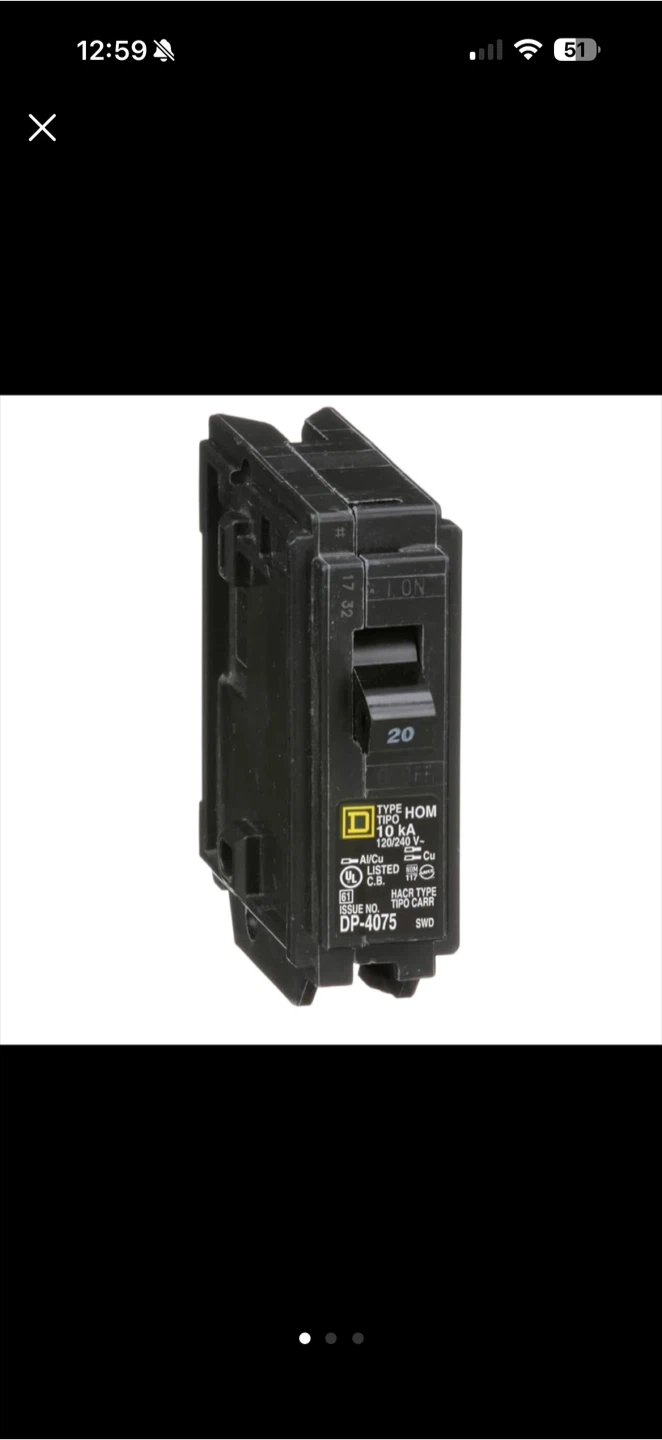 Square D HOM120 20A Circuit Breaker