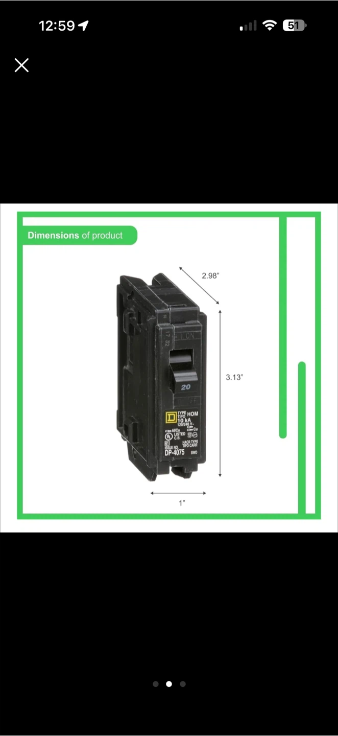 Square D HOM120 20A Circuit Breaker - photo 2