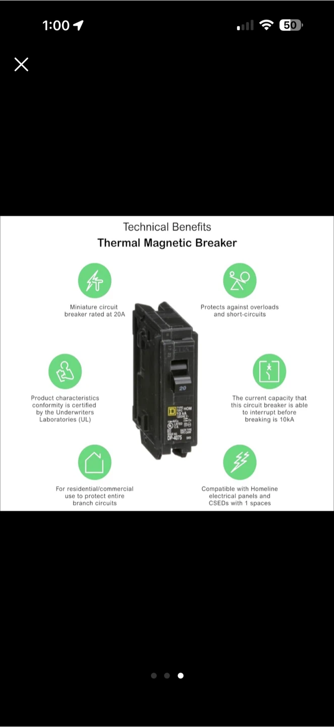 Square D HOM120 20A Circuit Breaker - photo 3
