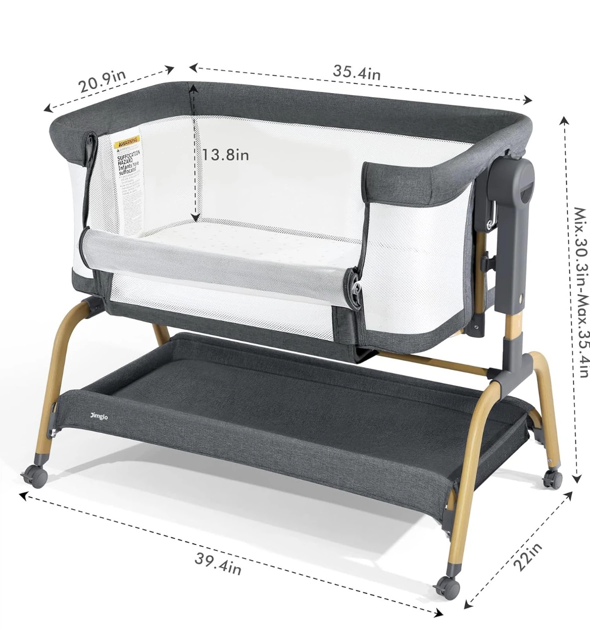 Jimglo 3-in-1 Baby Bassinet Bedside Sleeper - photo 3