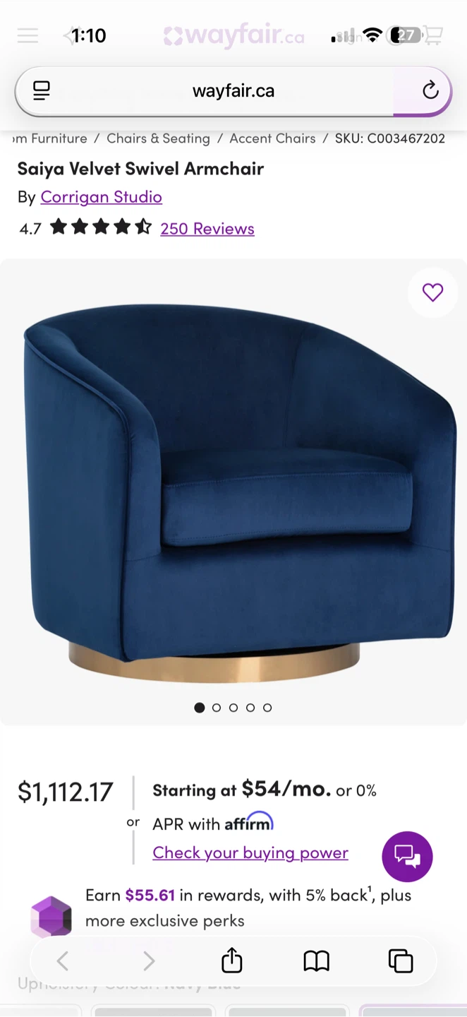 Valvet sofa/arm chair set of 2 .