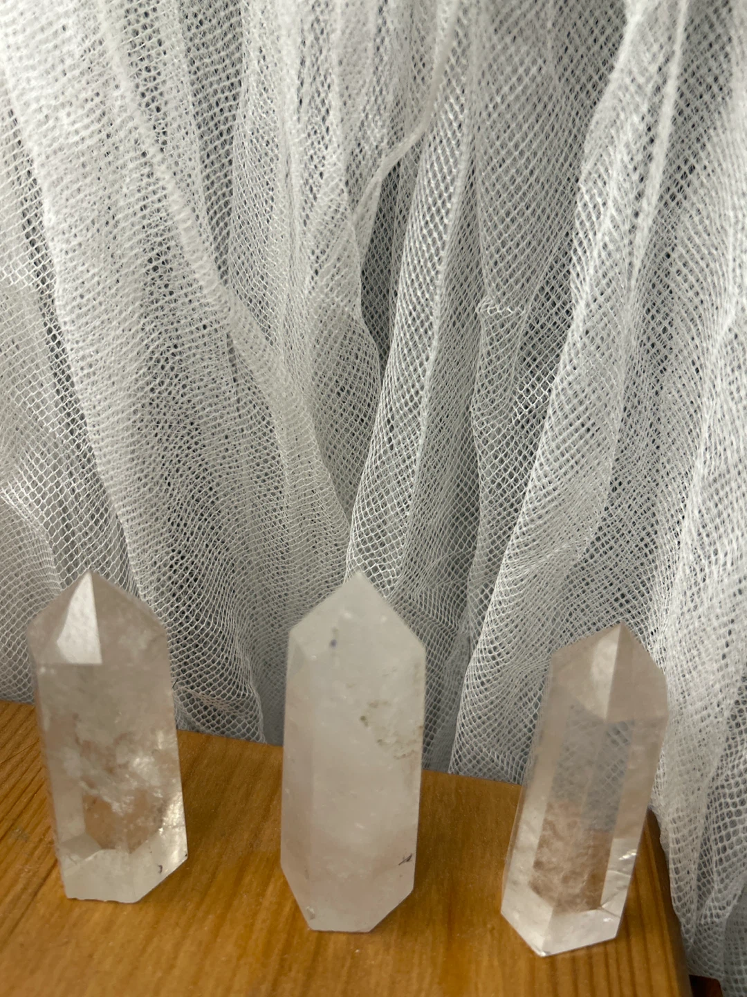 Three Clear Quartz Crystal Points