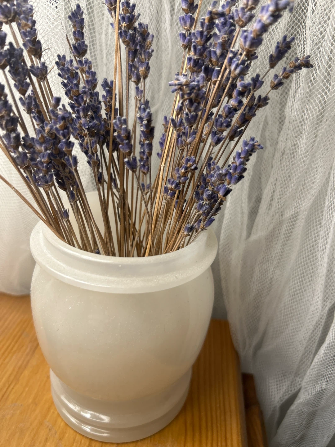 Stone Vase with Dried Lavender