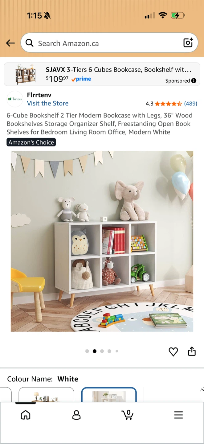 Modern 6-Cube Storage Bookcase - White