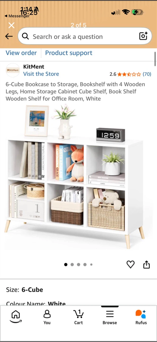 Modern 6-Cube Storage Bookcase - White - photo 2