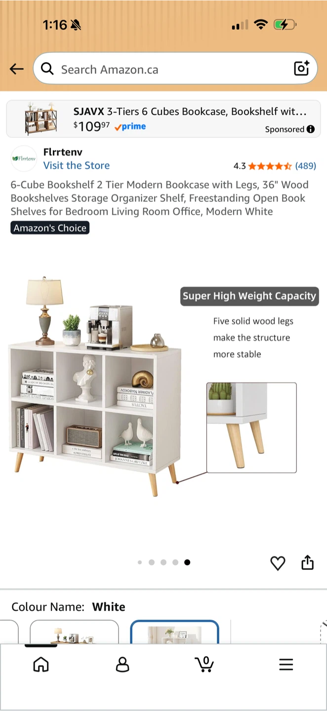 Modern 6-Cube Storage Bookcase - White - photo 3