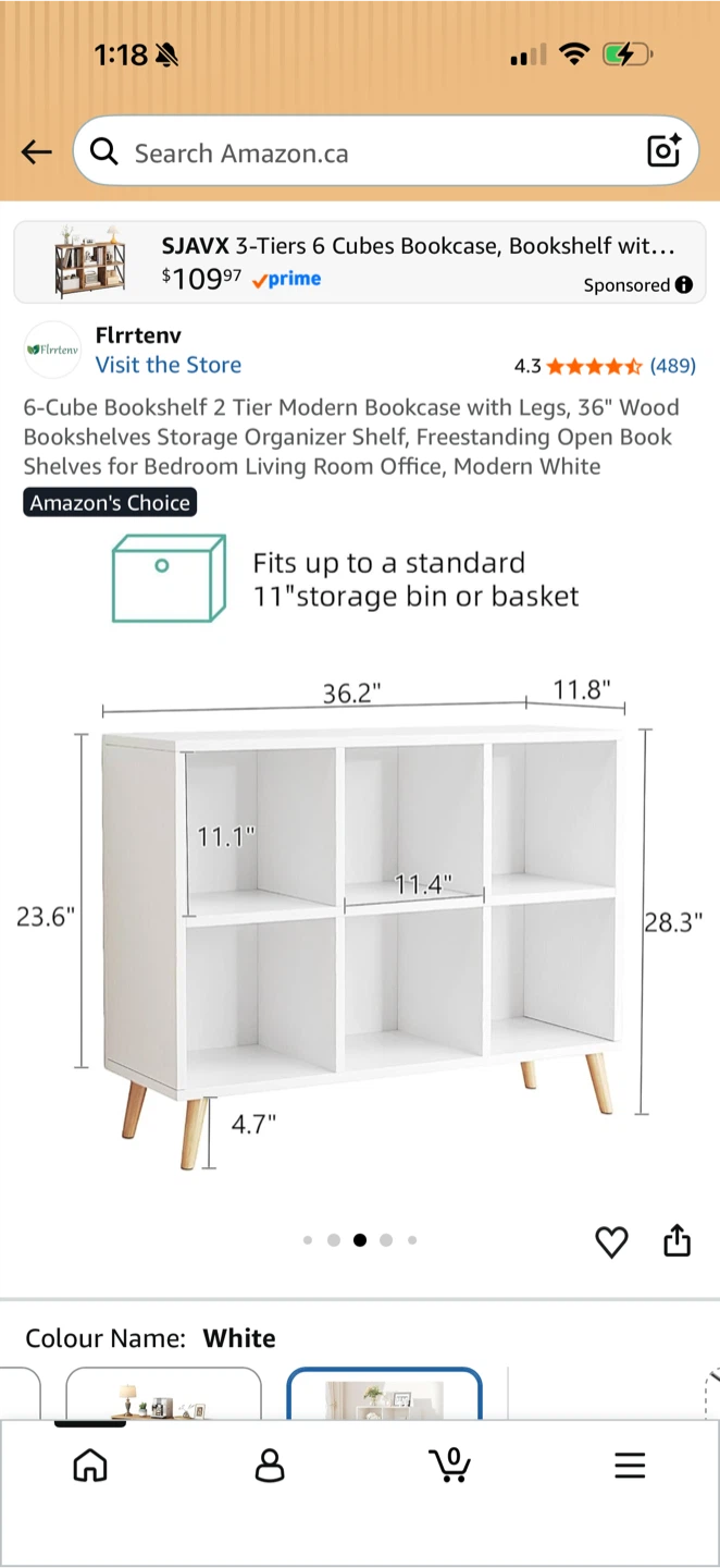 Modern 6-Cube Storage Bookcase - White - photo 4