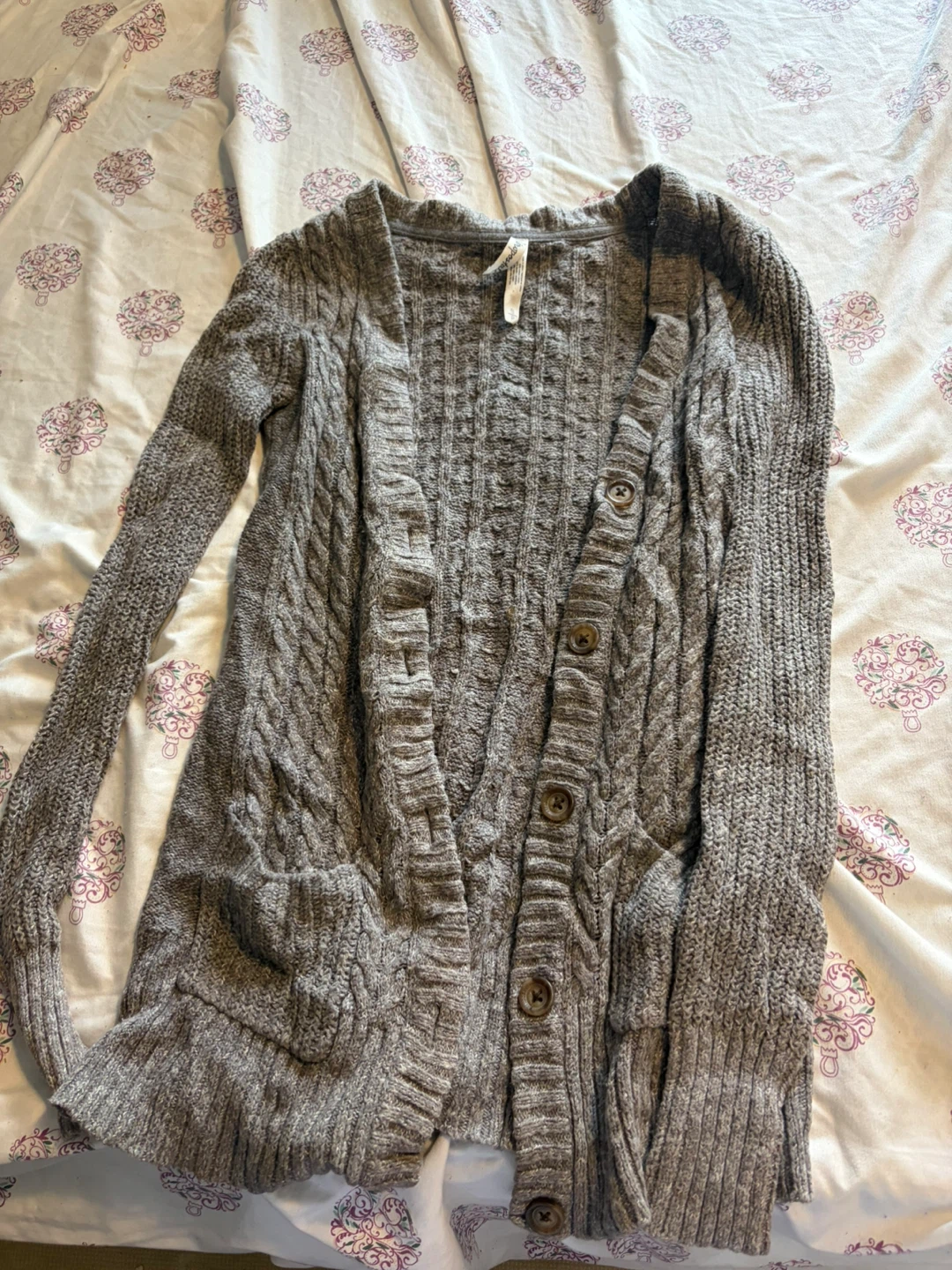 Aeropostale Grey Cable Knit Cardigan