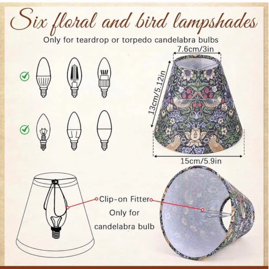 6 Vintage Chandelier Lamp Shades - photo 3