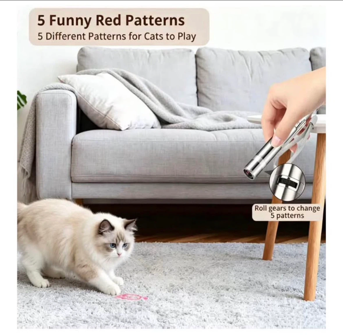 Interactive Cat Accessory USB Rechargeable 7 LED Patterns - photo 2