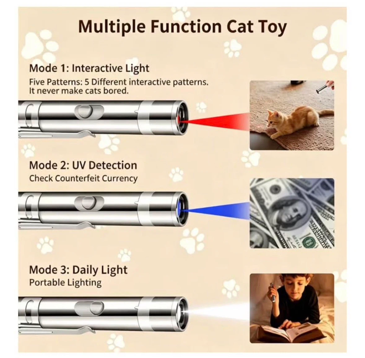 Interactive Cat Accessory USB Rechargeable 7 LED Patterns - photo 3