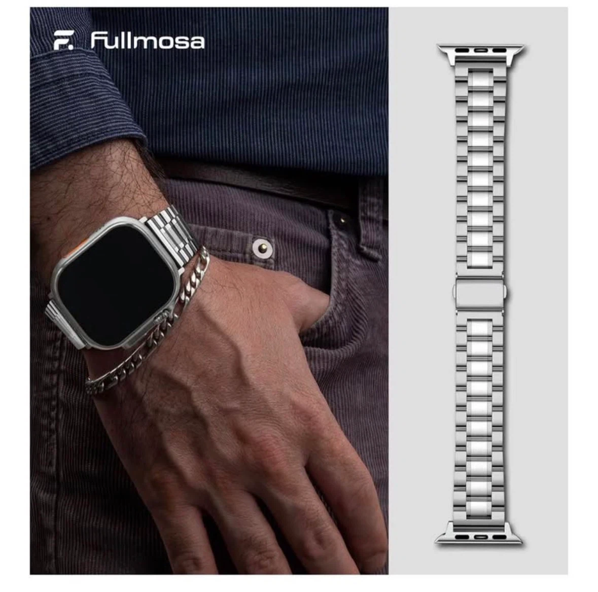 Silver Metal Apple Watch Band - photo 2