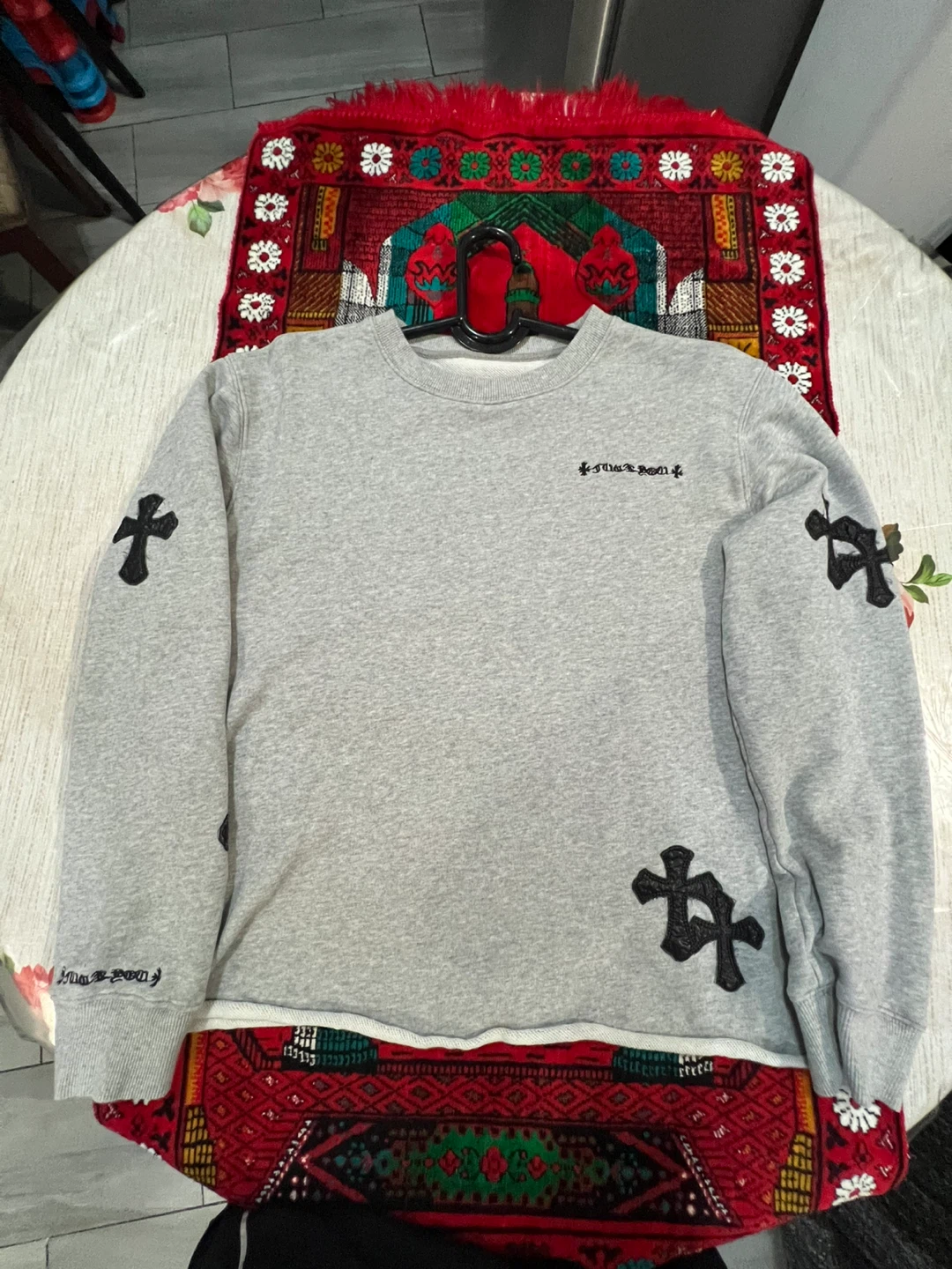 Chrome Hearts Cross Patch Sweatshirt Gray - photo 3