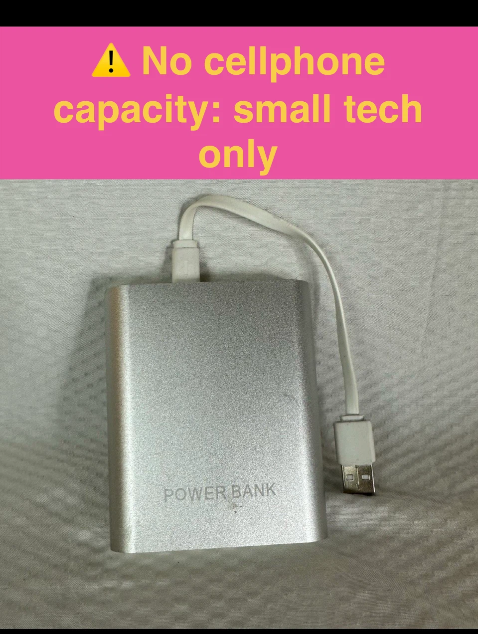 Not for cell phones Power bank w/ micro USB cable