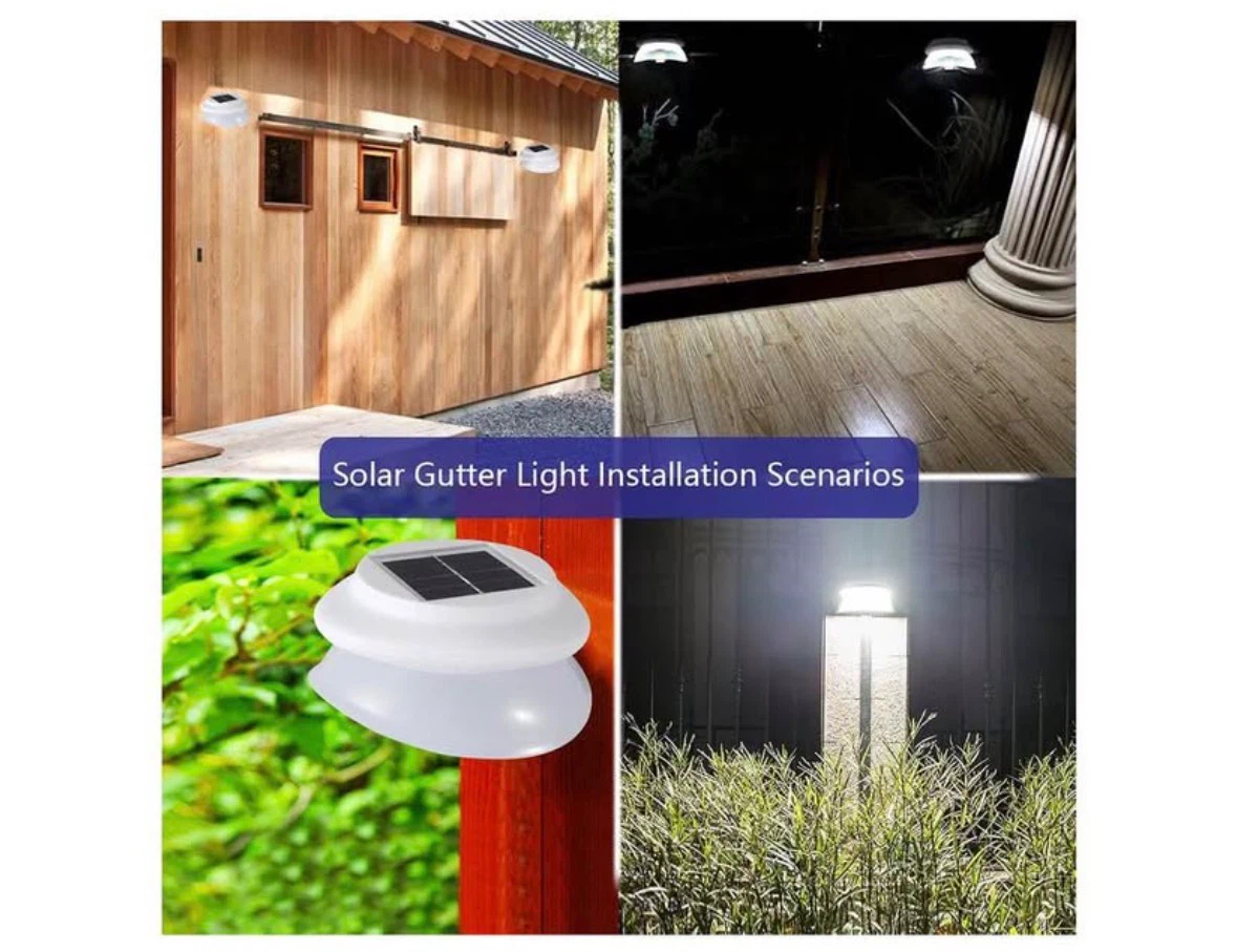 Solar Gutter Lights Outdoor, 9 LED Super Bright, Waterproof