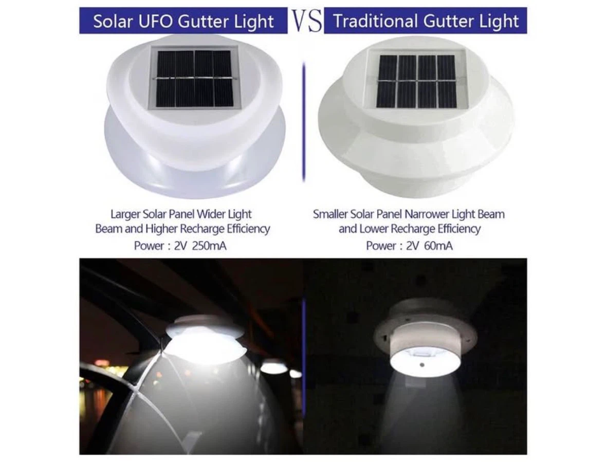 Solar Gutter Lights Outdoor, 9 LED Super Bright, Waterproof - photo 2
