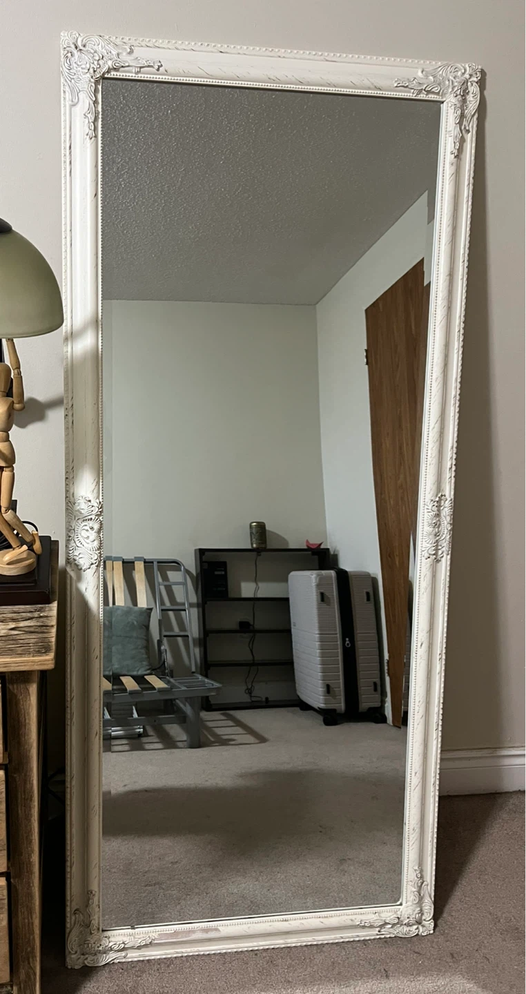 Large White & Gold Framed Mirror